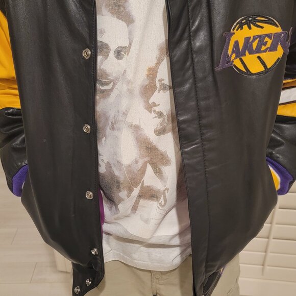 VINTAGE 100% Leather REVERSIBLE | LA Lakers Jacket  | Jeff Hamilton design - Picture 1 of 14